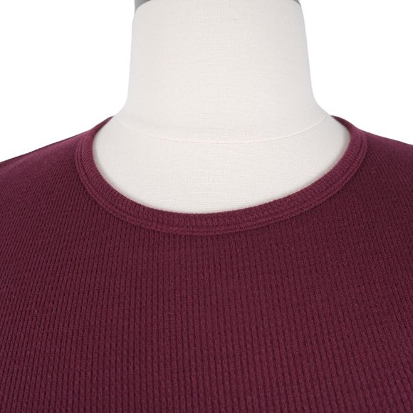NWT Victoria's Secret PINK Burgundy Long Sleeve Waffle Knit Crop Thermal L NEW - Picture 4 of 12
